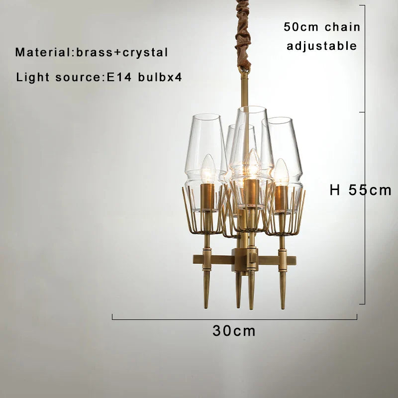 Afralia™ Copper & Glass Chandelier - Luxury Lighting Fixture for Living, Dining, Bedroom - Dimmable