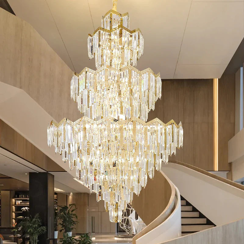 Afralia™ Crystal Chandelier | Modern Luxury Duplex Building Chandelier for Villa and Hotel