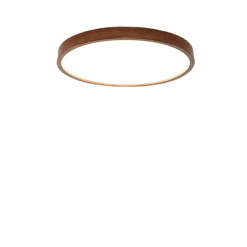 Afralia™ Walnut Round Wood Ceiling Lamp: Nordic Chandelier for Bedroom, Study, Balcony & Corridor