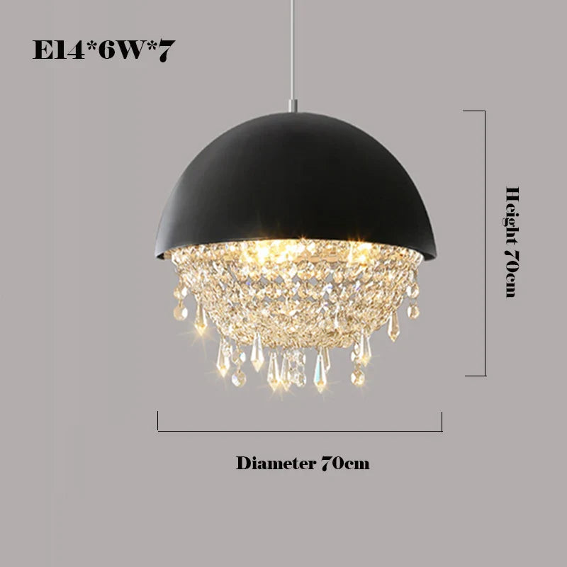 Afralia™ Modern Black White Hemisphere Hanging Chandelier Pendant Light for Living Dining Room