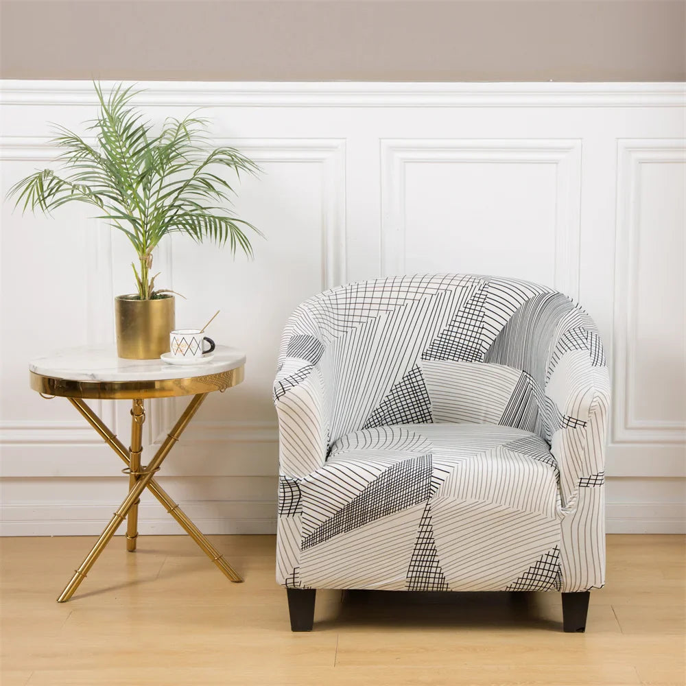 Afralia™ Printed Tub Chair Cover - Armchair Slipcover for Club Sofa