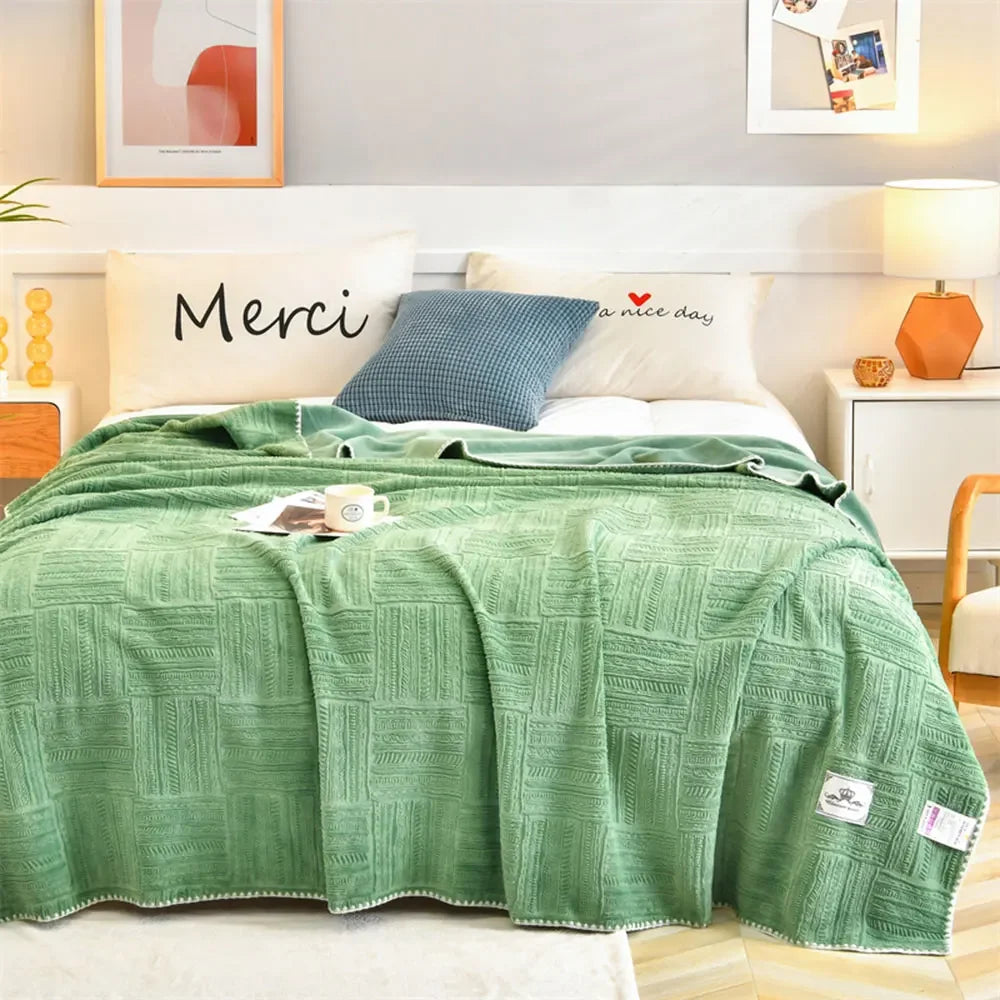 Afralia™ Orange Solid 3D Soft Print Flannel Coral Fleece Double-side Blanket
