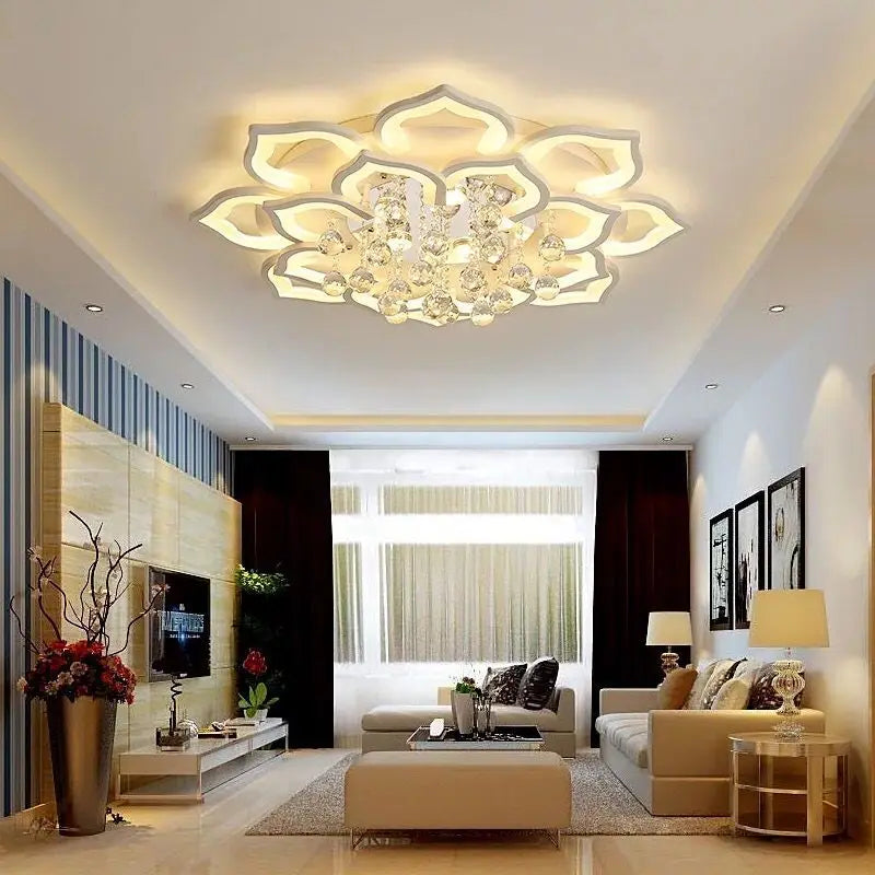 Afralia™ Modern Crystal Chandelier Ceiling Lights for Living Room Bedroom Kitchen LED Fixtures
