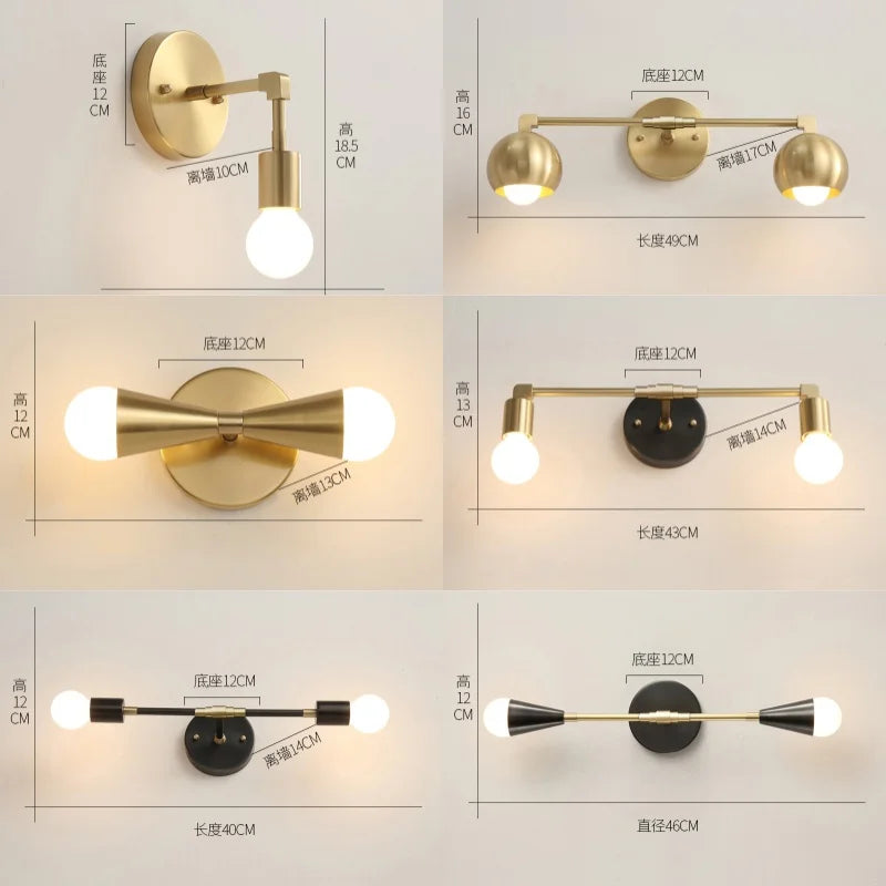 Nordic Gold Copper Wall Sconce for Modern Home Decor - Afralia™ Industrial Luminaire