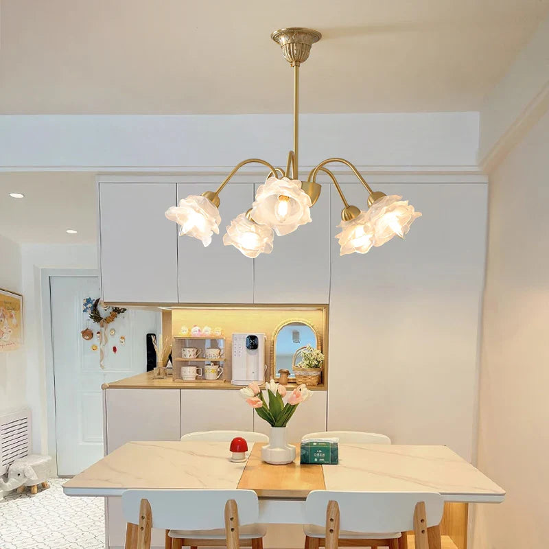 Afralia™ Elegant Flower Chandelier - Modern Retro Medieval Style for Living Room Dining Bedroom