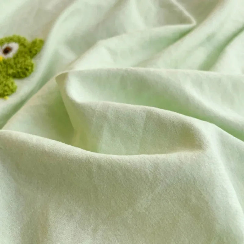 Afralia™ Cartoon Towel Embroidery Bedding Set in Soft Washed Cotton for Kids