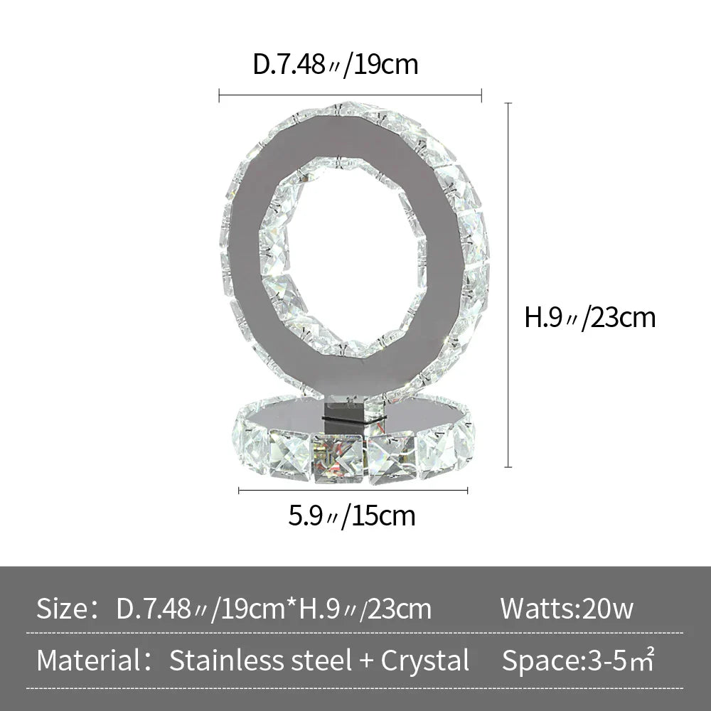 Afralia™ Modern LED Crystal Stainless Steel Desk Lamp for Bedroom and Outdoor Lighting