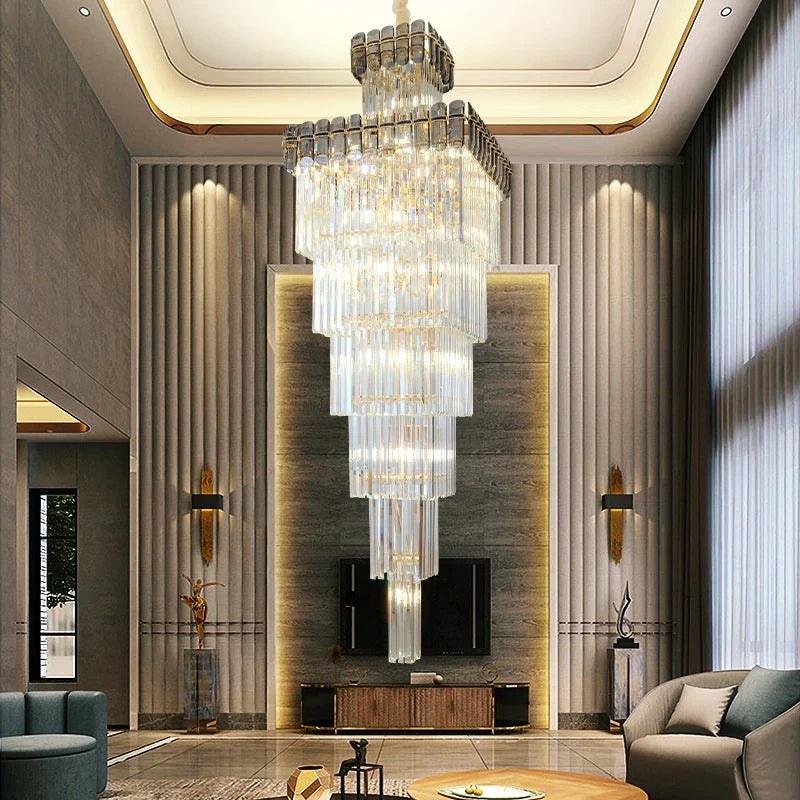 Afralia™ Nordic Duplex Villa Crystal Chandelier for Luxury Spaces