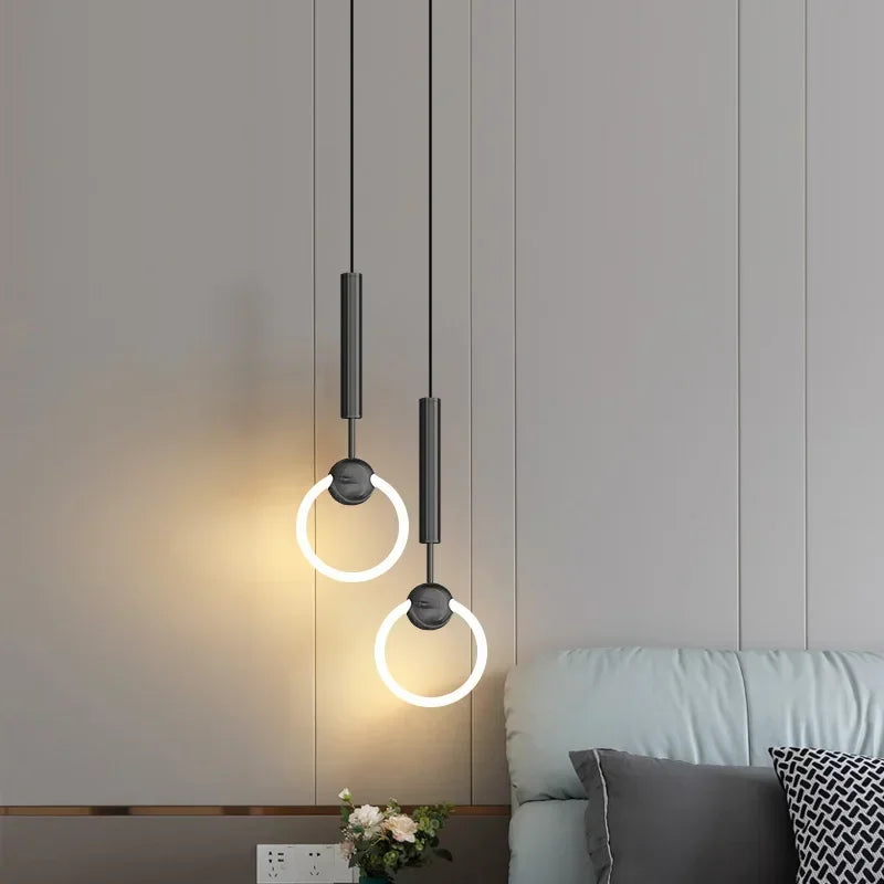 Afralia™ Nordic Luxury LED Chandelier Black Gold Hanging Lamp