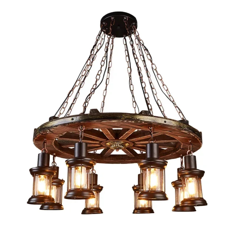 Afralia™ Iron Wheel LED Pendant Lights - Industrial Metallic Lustre Hanging Lamps