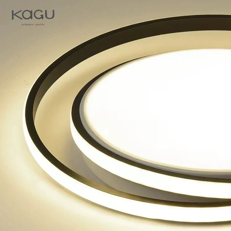 Afralia™ Modern LED Round Chandelier Black Gold Ceiling Lamp for Living Room Bedroom Kitchen