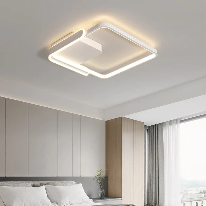 Afralia™ Modern Square Ring LED Ceiling Light - Black/White for Bedroom, Living Room