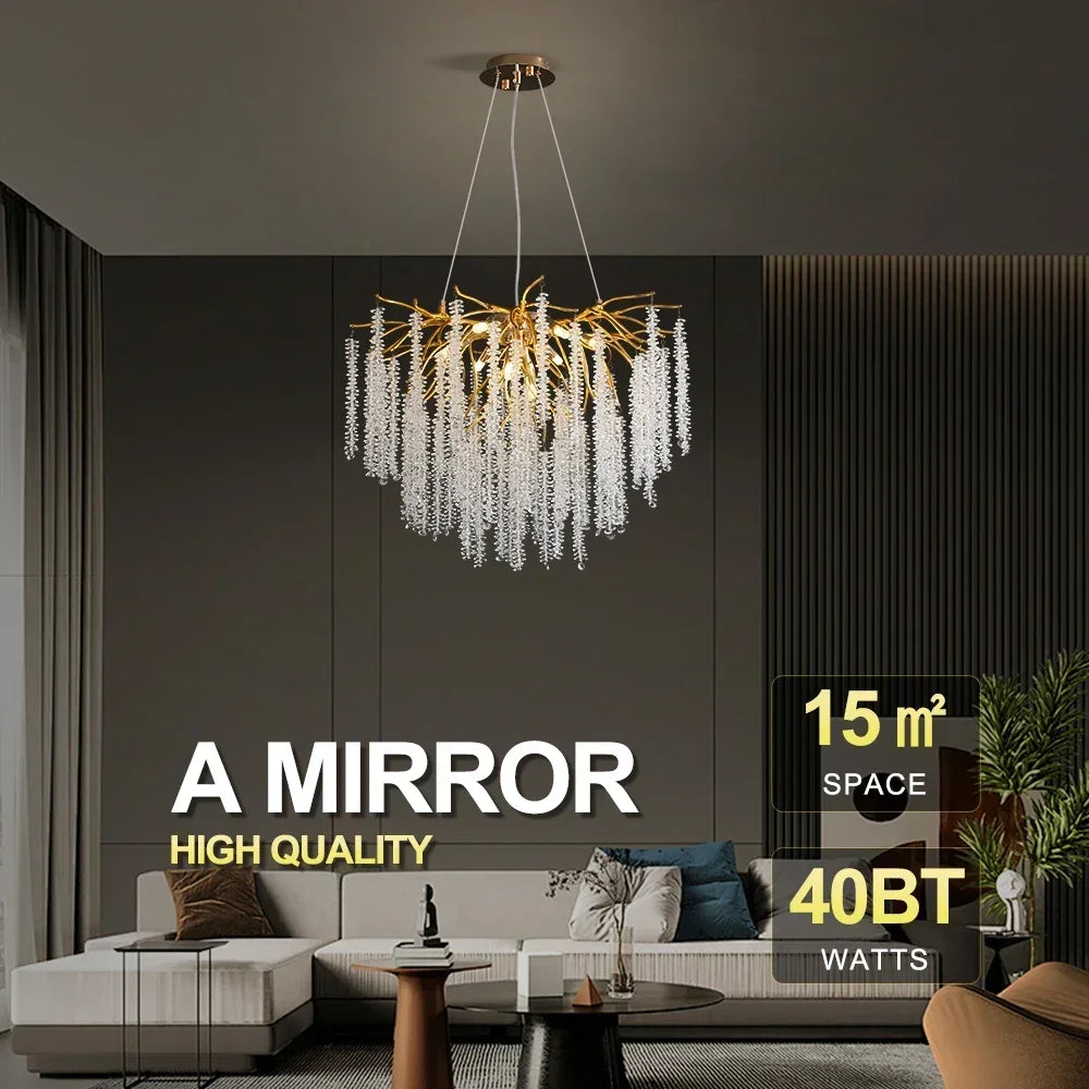 Afralia™ Crystal Ceiling Chandelier for Bedroom and Living Room