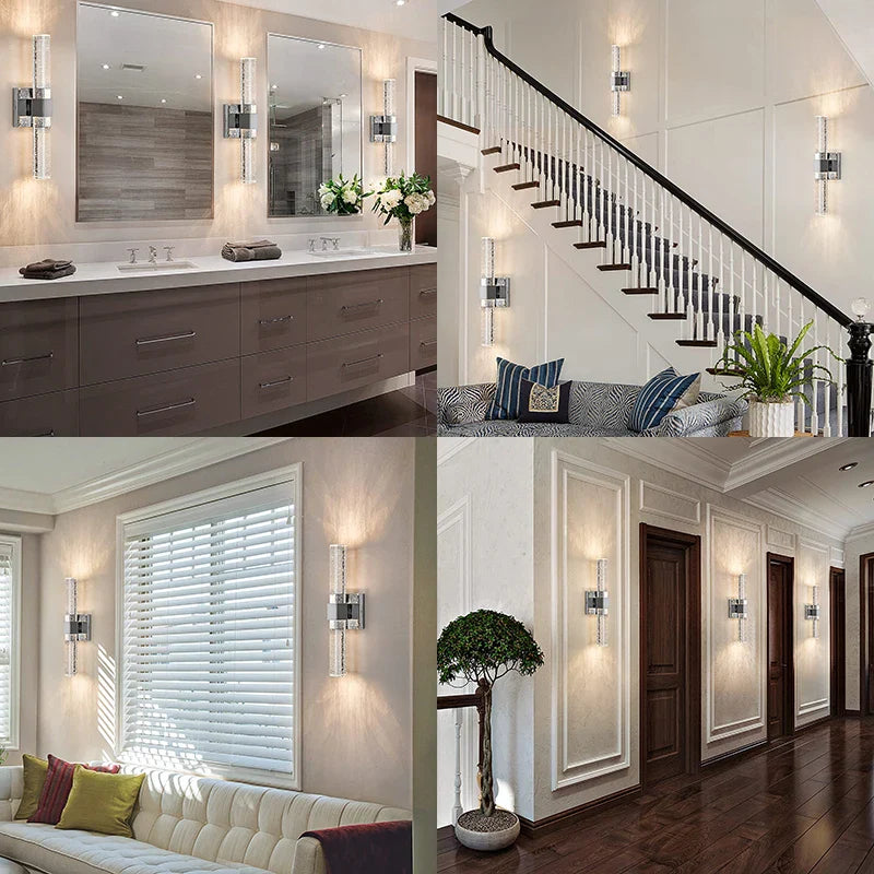 Afralia™ Nordic Crystal Wall Sconce for Bathroom Dresser Living Room Bedroom Lighting décor