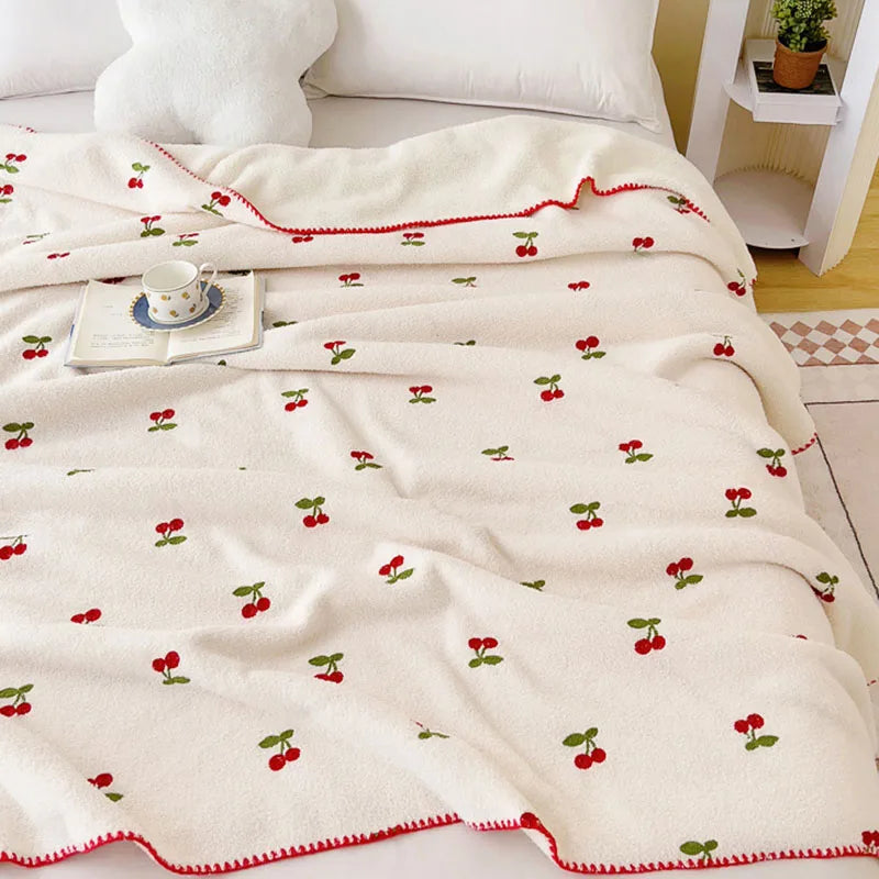 Afralia™ Flower Embroidered Lamb Wool Blanket: Versatile All Seasons Shawl & Travel Companion