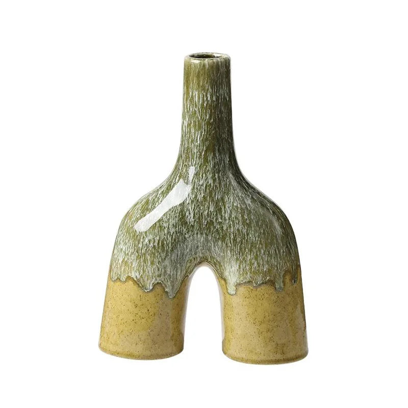 Afralia™ Abstract Kiln-changing Glaze Ceramic Vase for Home Decor and Floral Arrangement