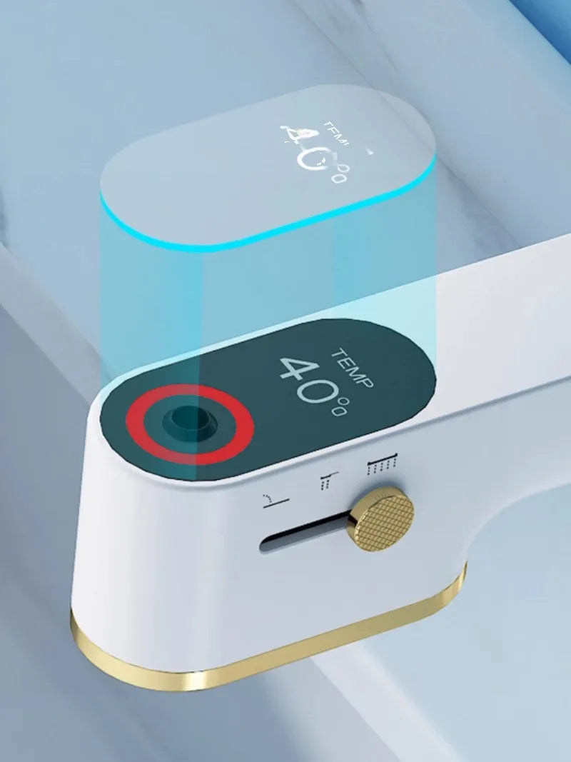 Afralia™ LED Basin Faucet Pull Out White Gold Water Mixer Sink Tap