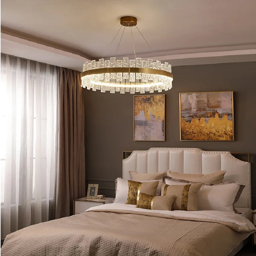 Afralia™ Glass Ceiling Chandelier: Modern LED Ice Block Round Pendant Light for Home Decor