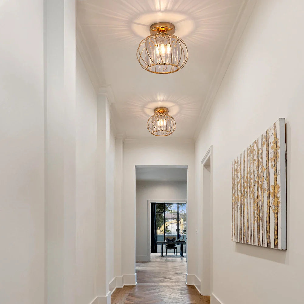 Afralia™ Crystal Chandelier Lantern Pendant Light Fixture for Modern Home Décor