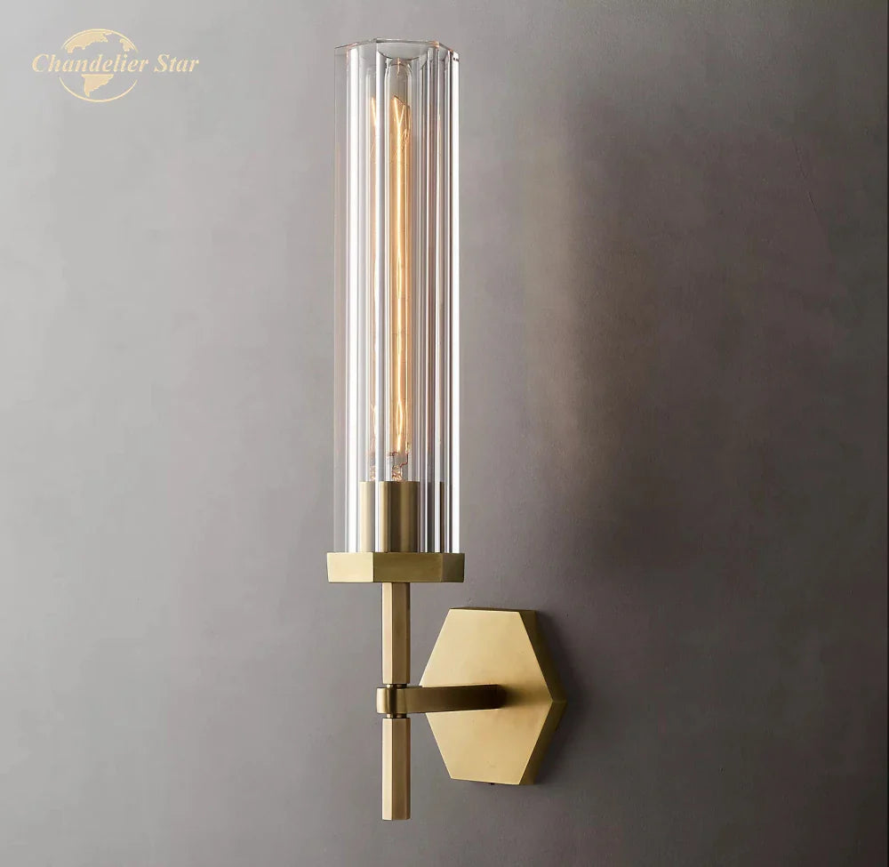 Afralia™ Hexagonal LED Crystal Sconce: Modern Wall Lighting for Bathroom, Living Room, Bedroom