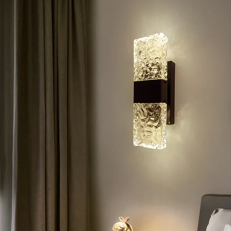 Afralia™ Modern Crystal Rectangle Wall Lamp for Home Living Room Decor