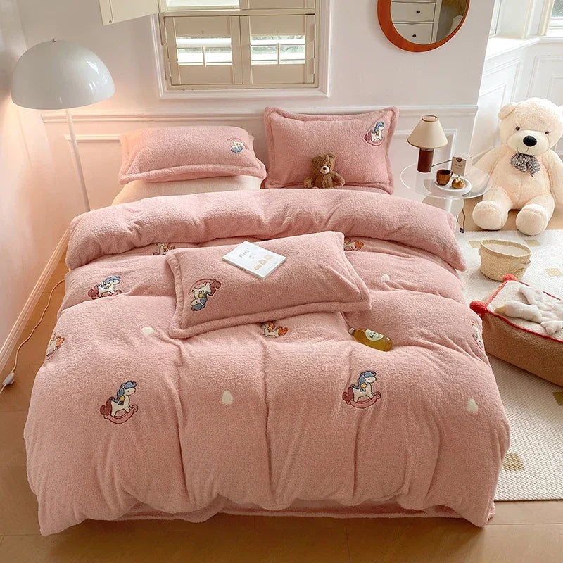 Afralia™ Teddy Velvet Bedding Set for Winter Warmth and High-end Comfort