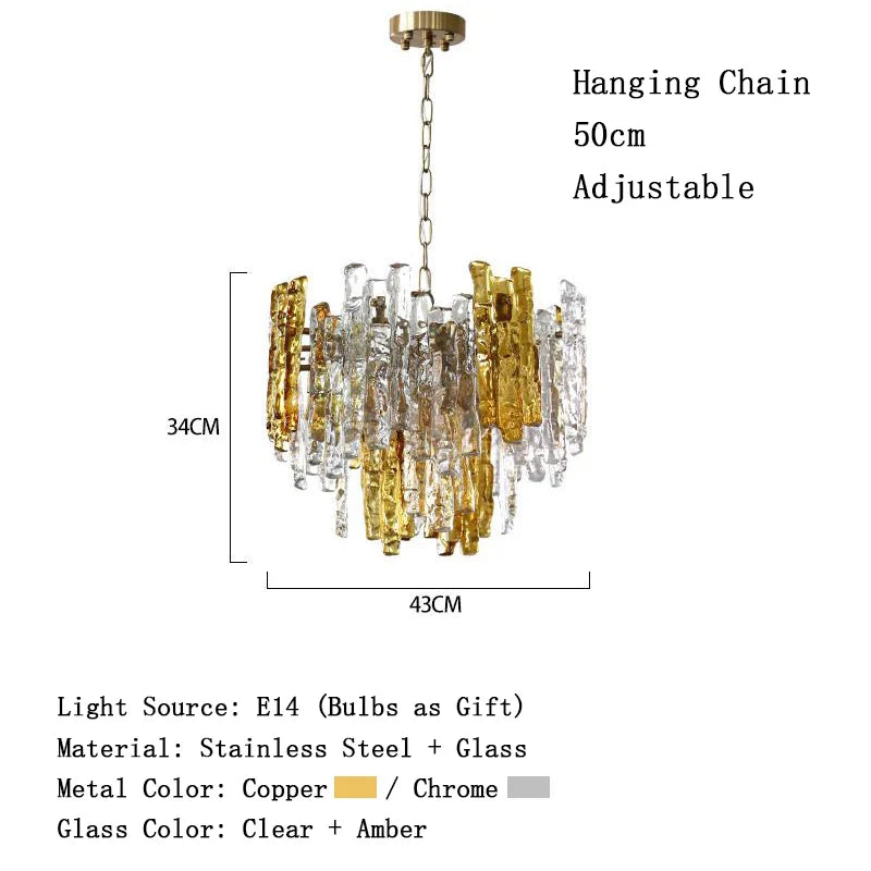 Afralia™ Icicle Glass Ceiling Pendant Light - Dimmable Dining Room Chandelier