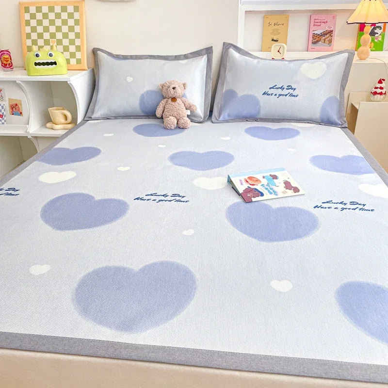 Afralia™ Luxury Ice Silk Cooling Mat & Pillowcase Set for Queen Bed