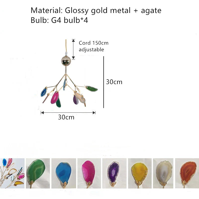 Afralia™ Agate Floor Lamp | Colorful Art Deco Design | G4 Bulb | Gold Metal