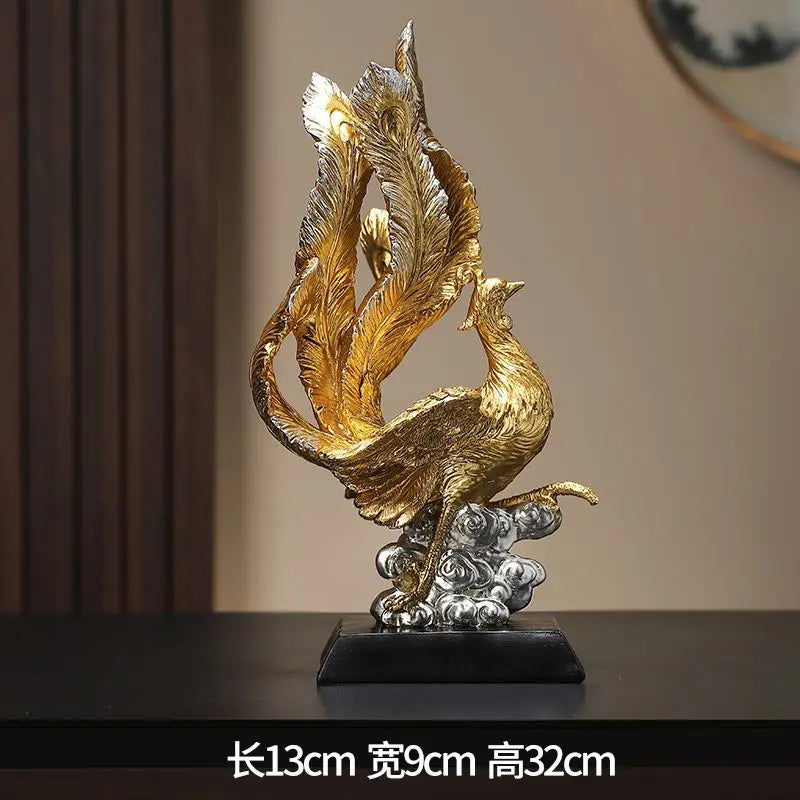 Dragon Phoenix Resin Sculpture by Afralia™ for Home Office Decor & Bookshelf Ornament