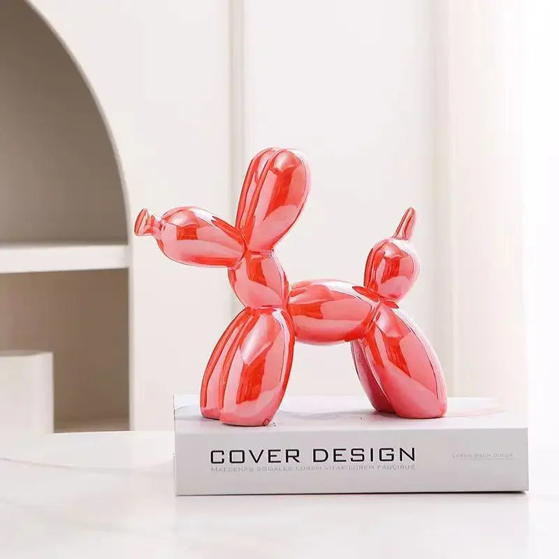Afralia™ Balloon Dog Ceramic Sculpture Ornament for Home Office Decor & Gifts