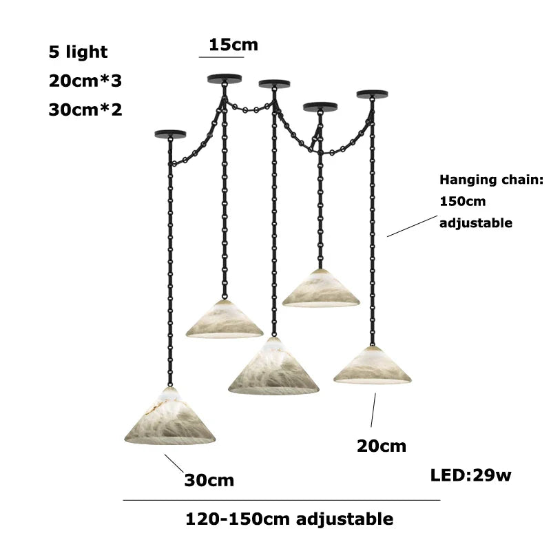 Afralia™ Gold Black Pendant Chain LED Lucite Chandelier - Indoor Bedroom Ceiling Light Fixtures