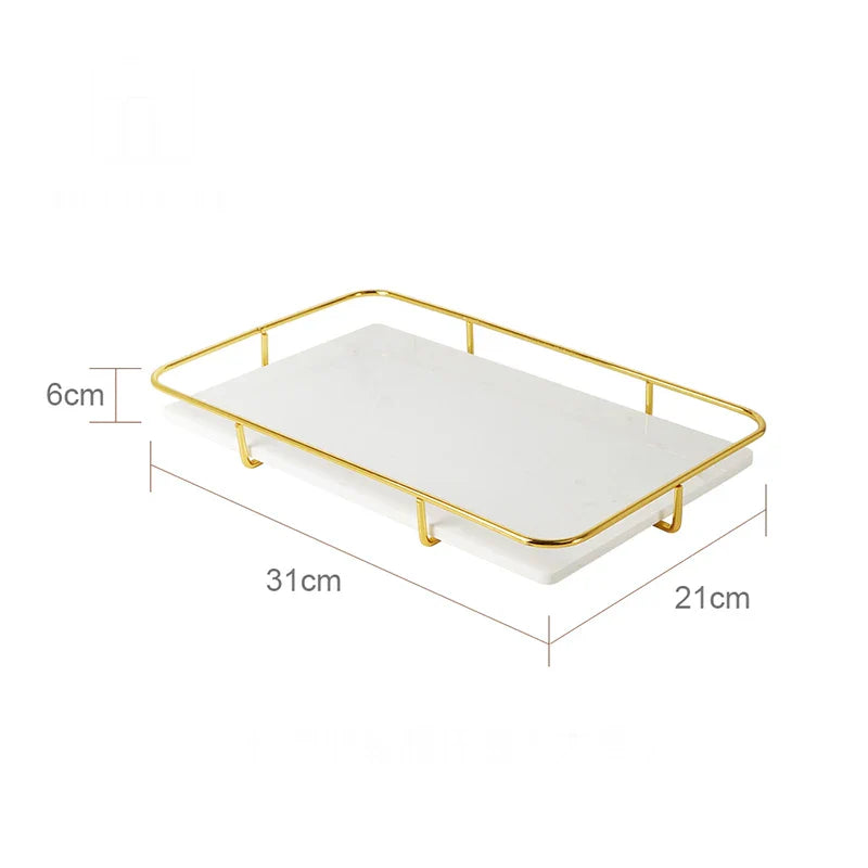 Afralia™ Volakos White Marble Bathroom Set: Soap Dispenser, Makeup Rack, Vanity Tray