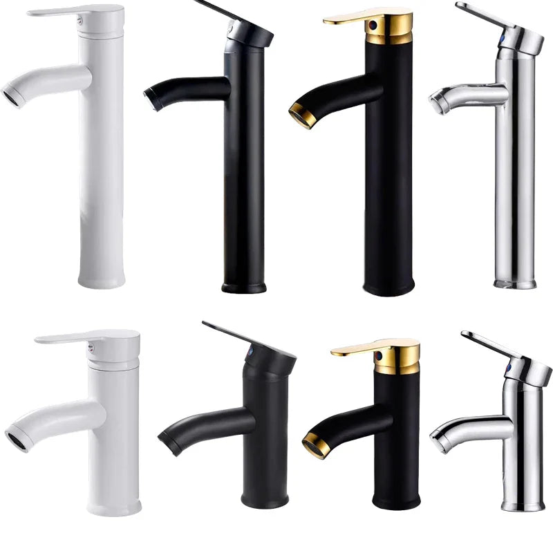 Afralia™ Stainless Steel Basin Faucet Set for Kitchen and Bathroom - Tall and Short