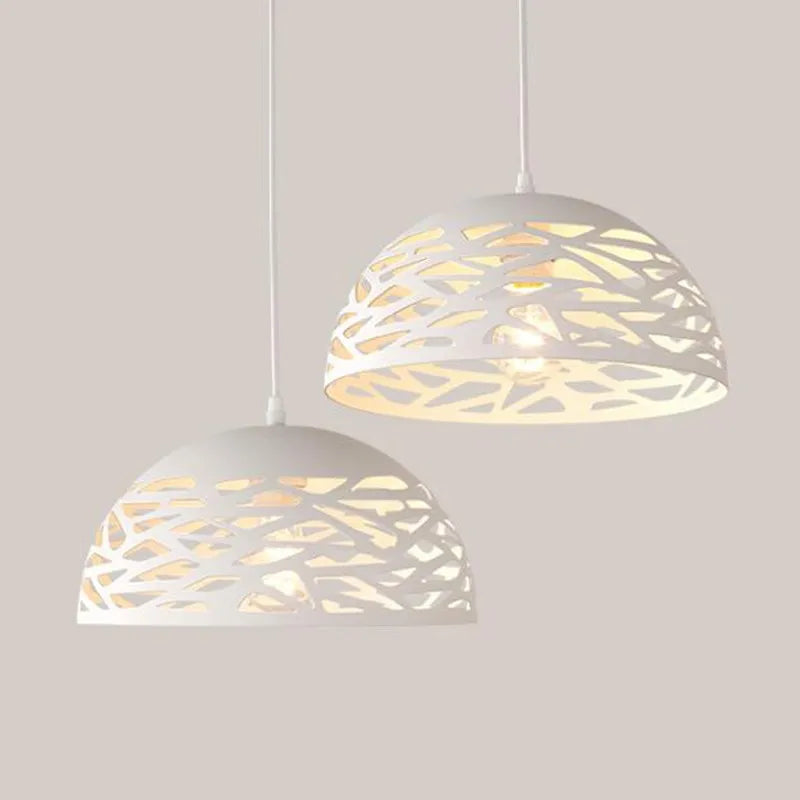 Afralia™ Retro Industrial Semicircle Hollow Pendant Light - Vintage Metal Hanging Lamp for Home Decor