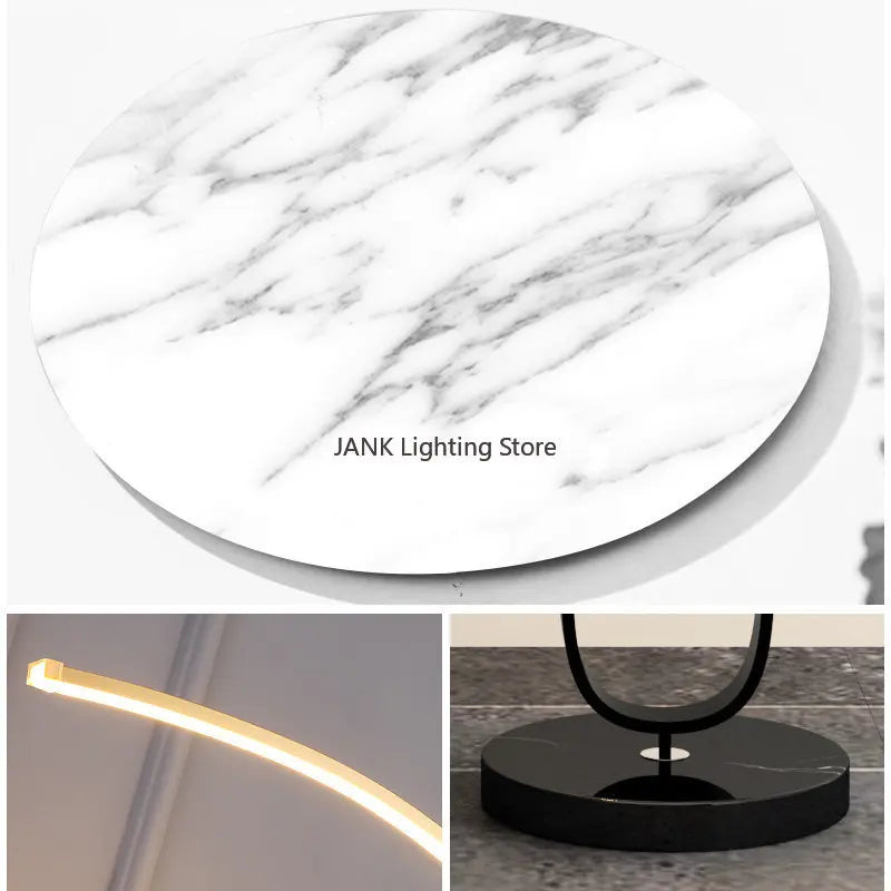 Afralia™ Marble Tray Floor Lamp: Curved Design, LED Lighting, Eye Protection, Home Decor