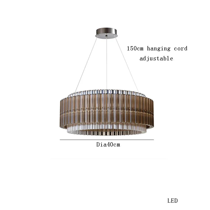 Afralia™ Brown Crystal Luxury Chandelier, Vintage Designer Hanging Lamp for Living Room