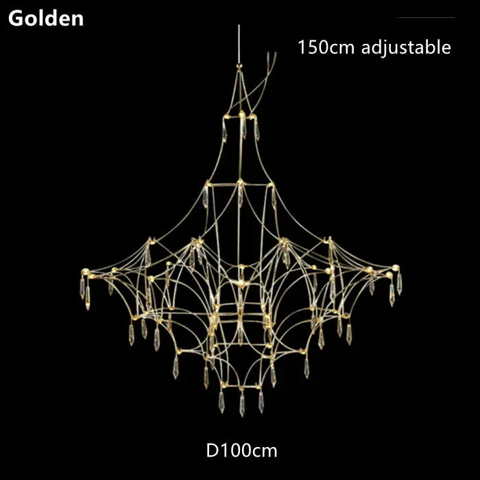 Afralia™ Quasar Crystal LED Golden Lustre Pendant Lamp - Chrome Design for Home Lighting