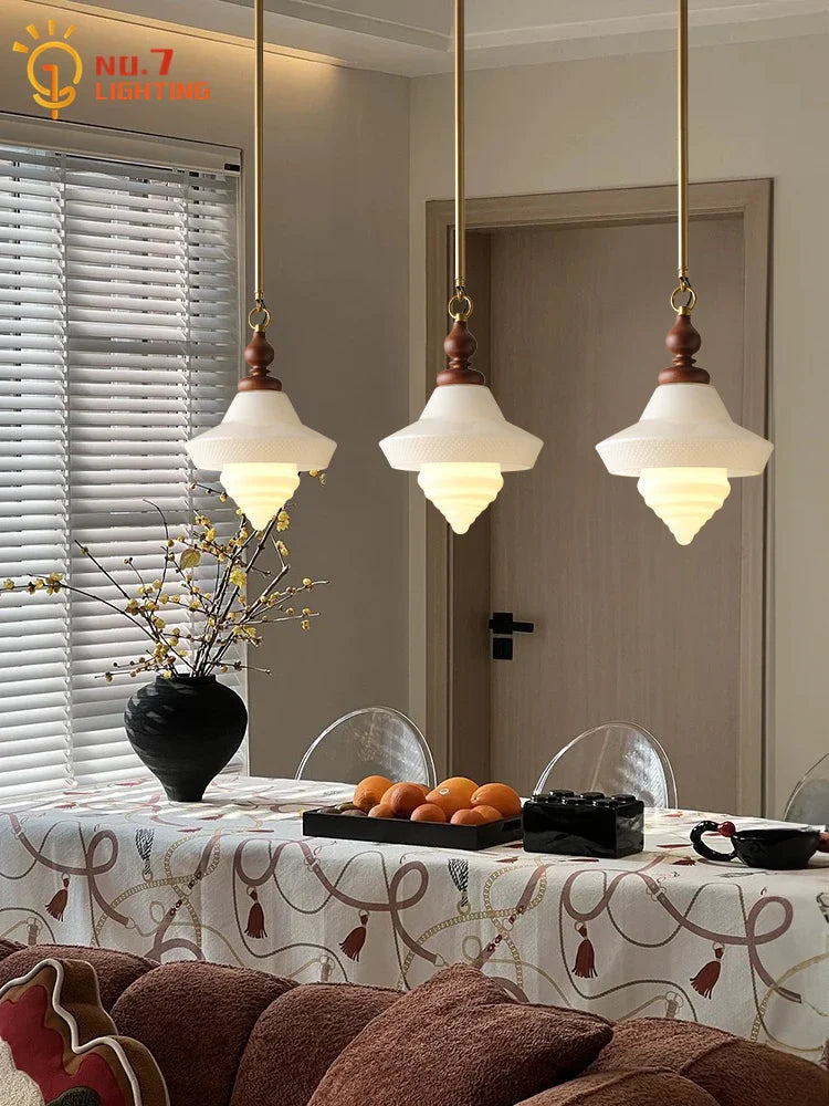 Afralia™ Gold Lustre Glass Pendant Lights LED E27 Vintage Design Classic for Bedroom Kitchen Island
