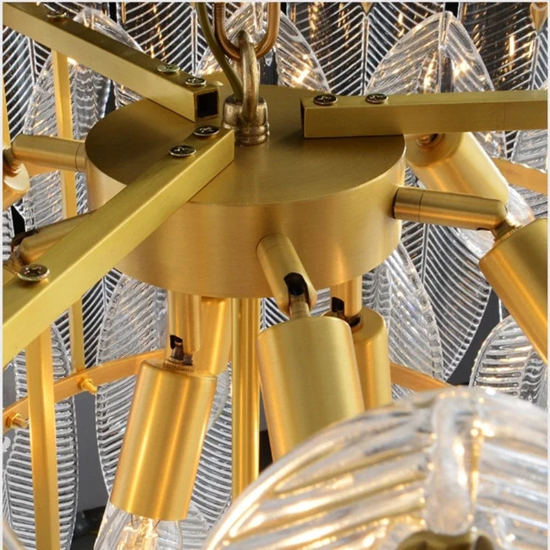 Afralia™ Leaf Glass Chandelier - Nordic Style Light Luxury Pendant Lamp