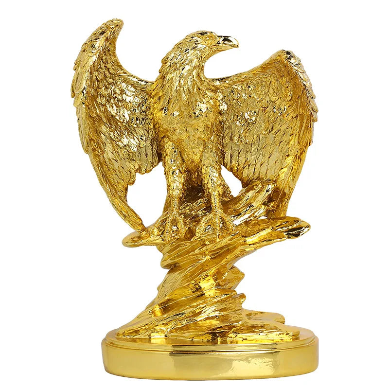 Afralia™ Golden Eagle Wings Spread Resin Statue Home & Office Decor Art Craft