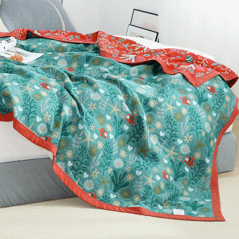 Afralia™ Nordic Cotton Gauze Throw Blanket for Bedroom and Sofa - Double Cooling Quilt