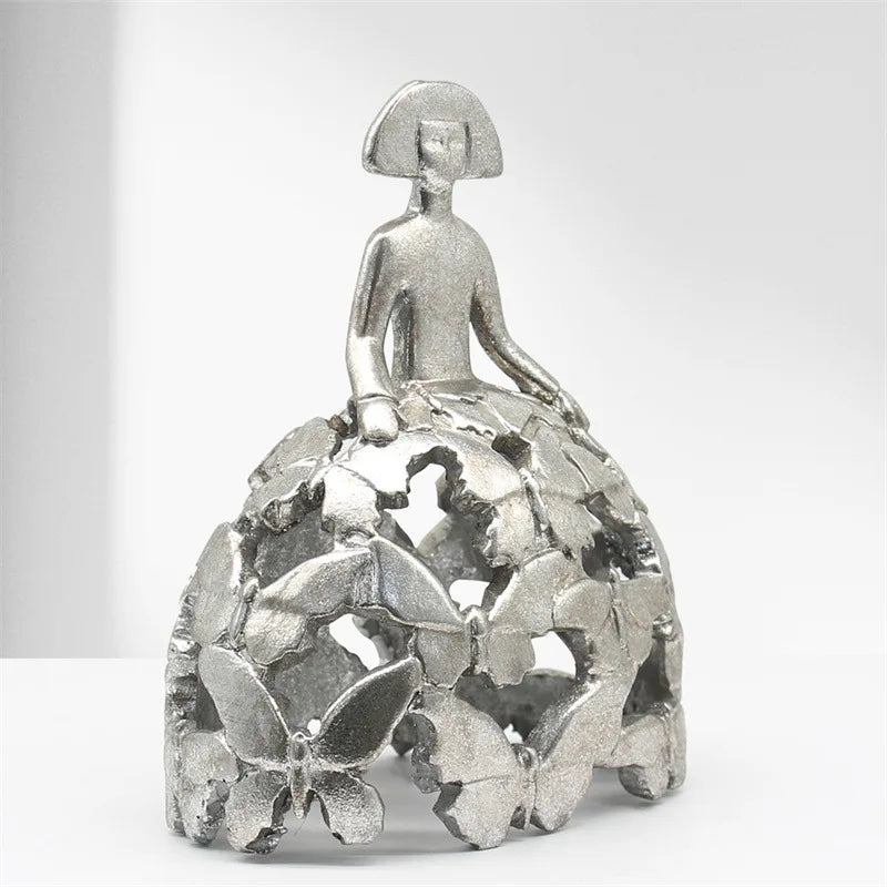Afralia™ Silver Butterfly Princess Figurine - Home Decor Accessories