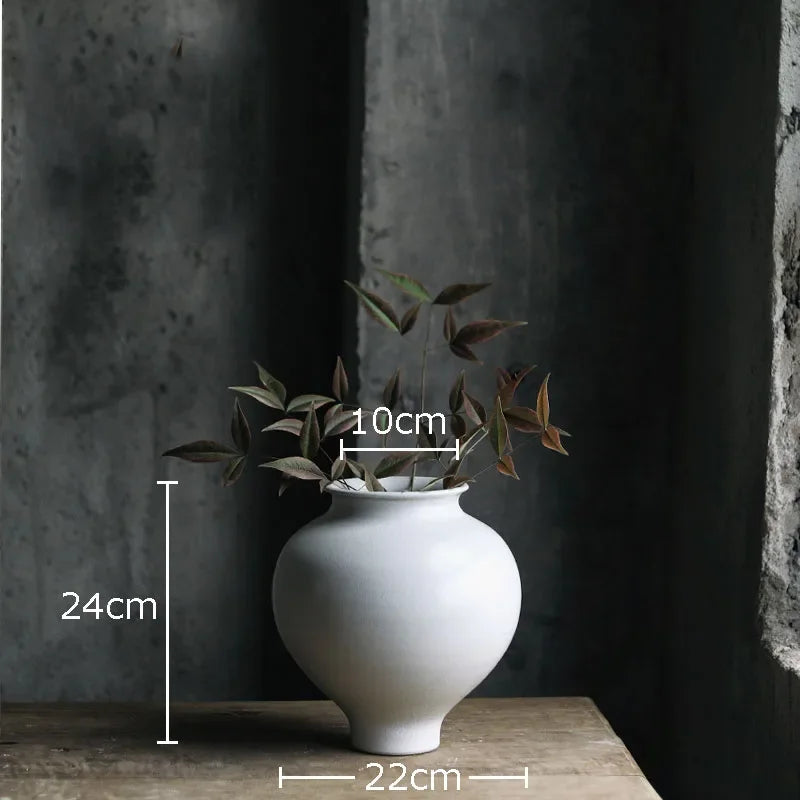 Afralia™ White Ceramic Vase Minimalism Desk Decor Flower Arrangement Room Aesthetic