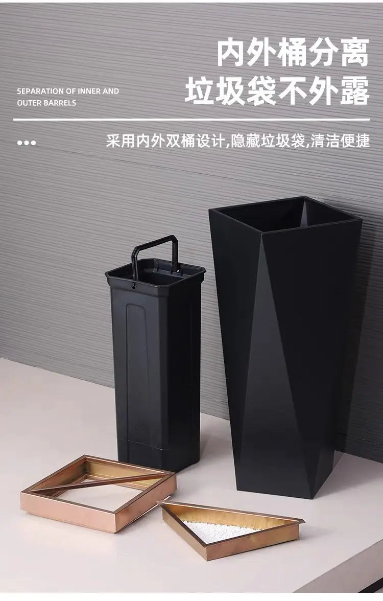 Afralia™ Stainless Steel Vertical Garbage Bin for Hotel Lobby, Elevator Corridor, Shopping Mall