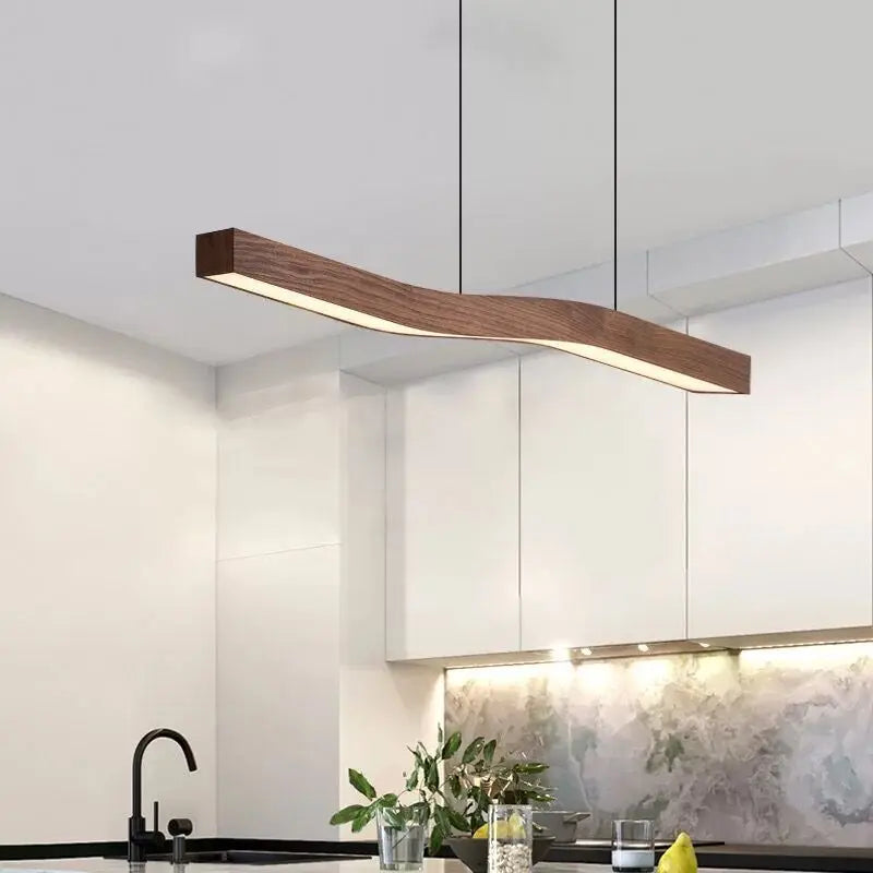 Afralia™ Minimalist Wood Metal Pendant Light. Adjustable Wire. Dimmable for Dining Room, Kitchen, Bar.