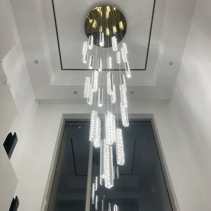 Afralia™ Modern Luxury Crystal Chandelier for Hall Restaurant Stair Dimmable