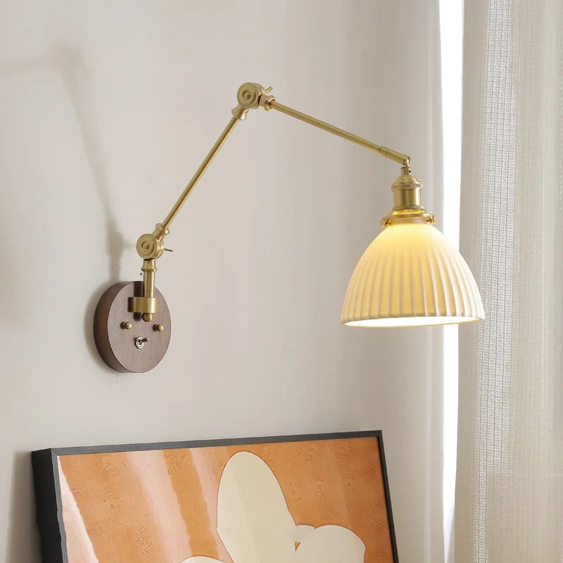 Afralia™ LED Wall Lamps Pull Chain Switch Modern Stair Light Fixtures, Ceramic Copper