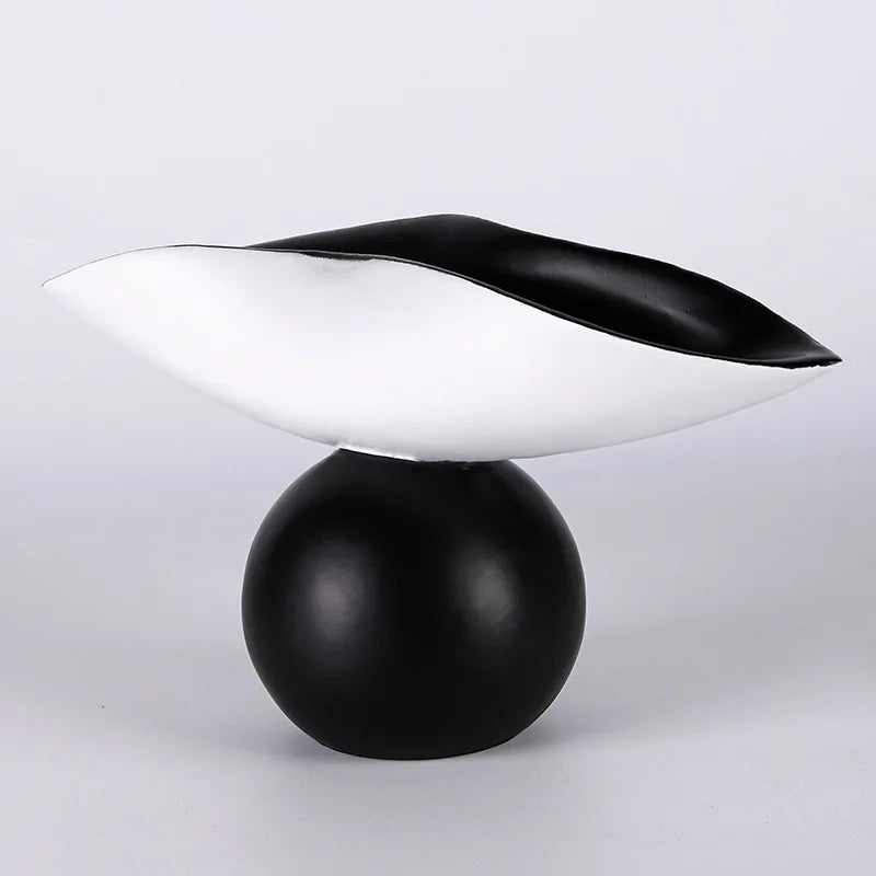 Afralia™ Resin Spherical Tray: Black White Desktop Storage Container Decorative Geometric Ornaments