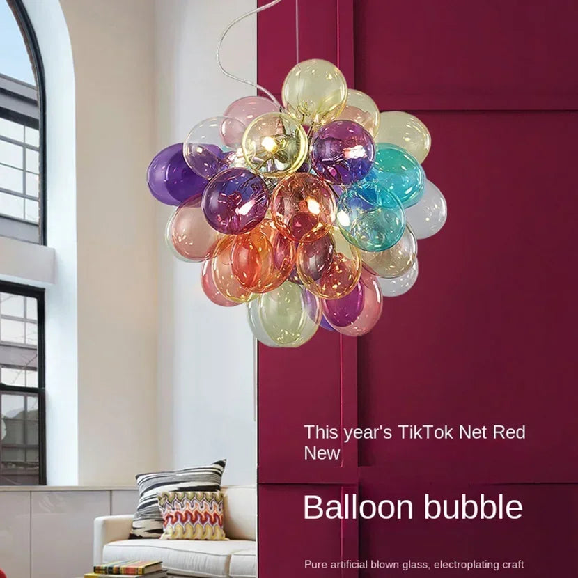 Afralia™ Glass Bubble Chandelier Pendant Light for Living Room & Bedroom